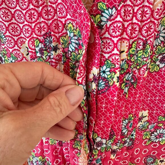 Daniel Rainn Woman’s Tank Top Blouse Pink Pintuck Front Floral Boho Size Small - Picture 7 of 10